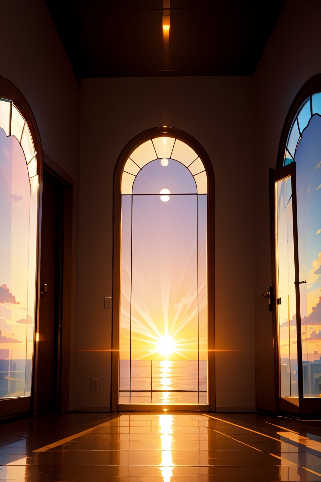 glass window in front of the sun,Detailed,masterpiece