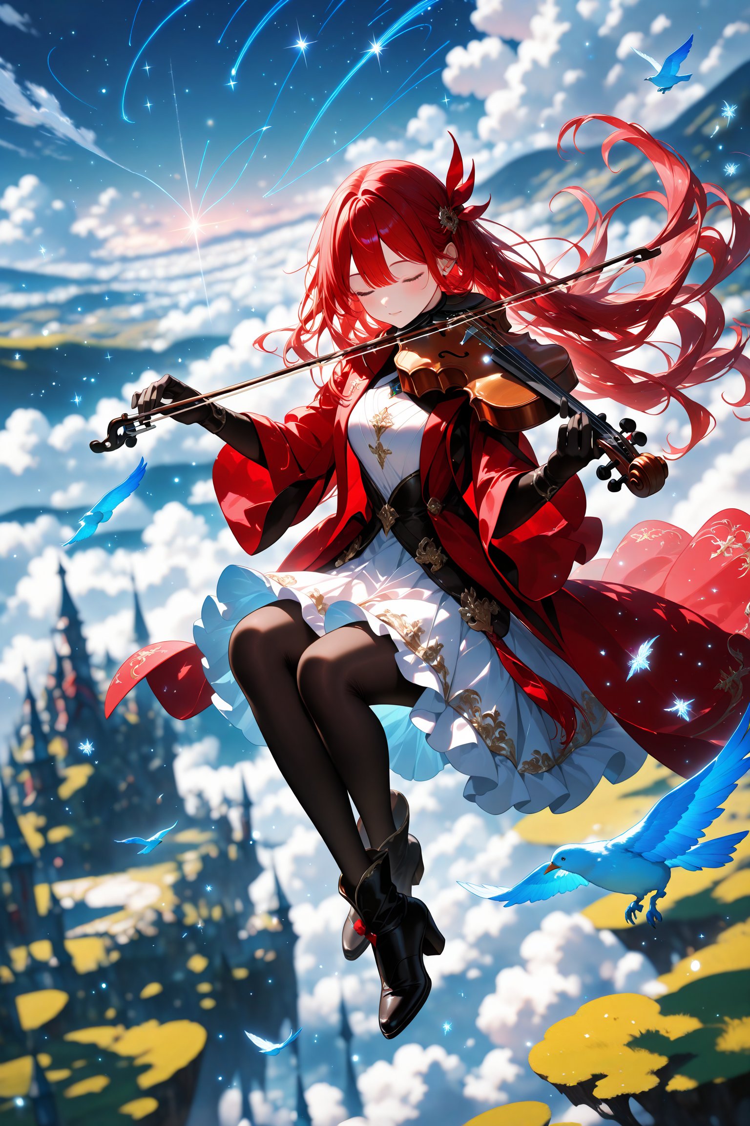 1girl,  a girl levitating among the clouds,  full body by -JSP- on Tensor.Art