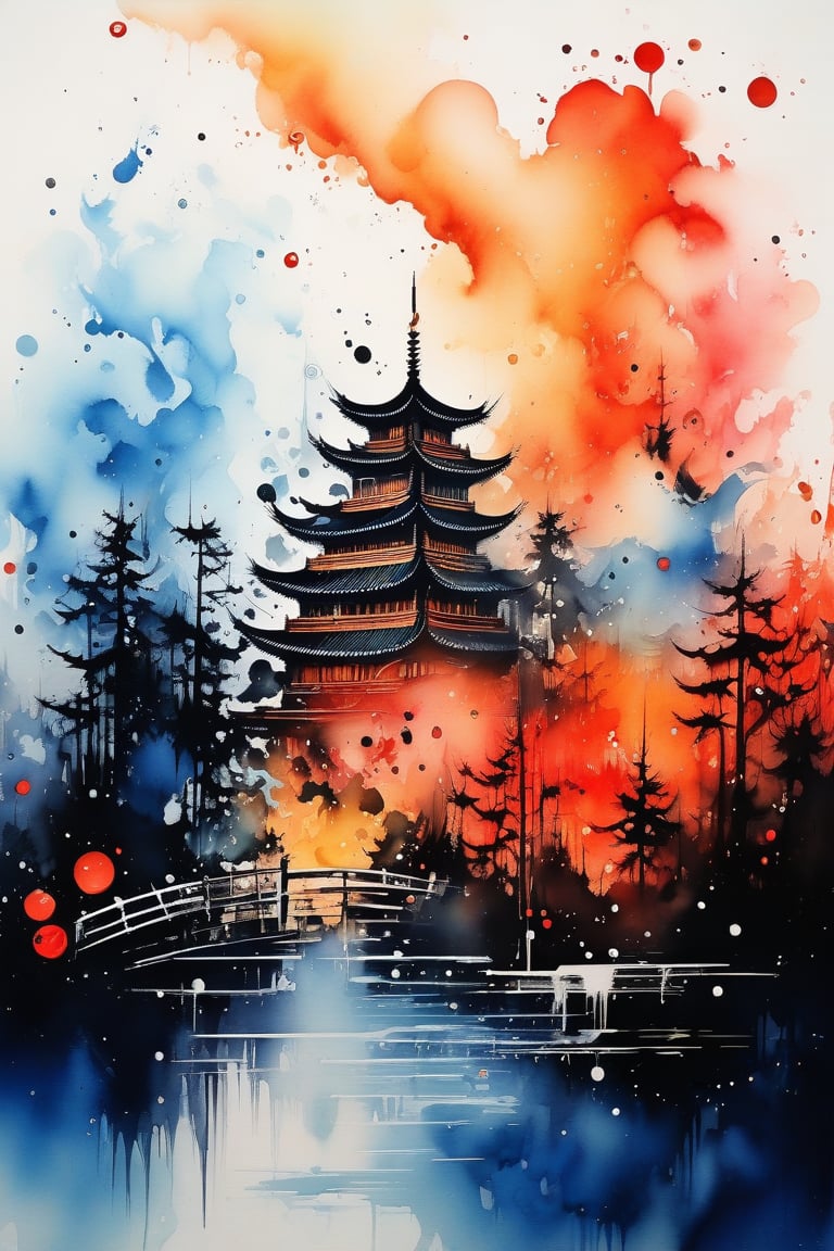 Extremely beautiful and interesting abstract ink artwork, masterpiece quality. 