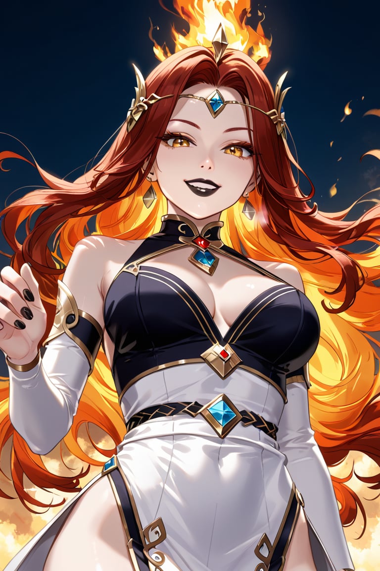 Prompt: (Clear High Definition: 1.1),  (Breathing fire from her whole body,  overall white and ivory theme) by Sam9555 on...