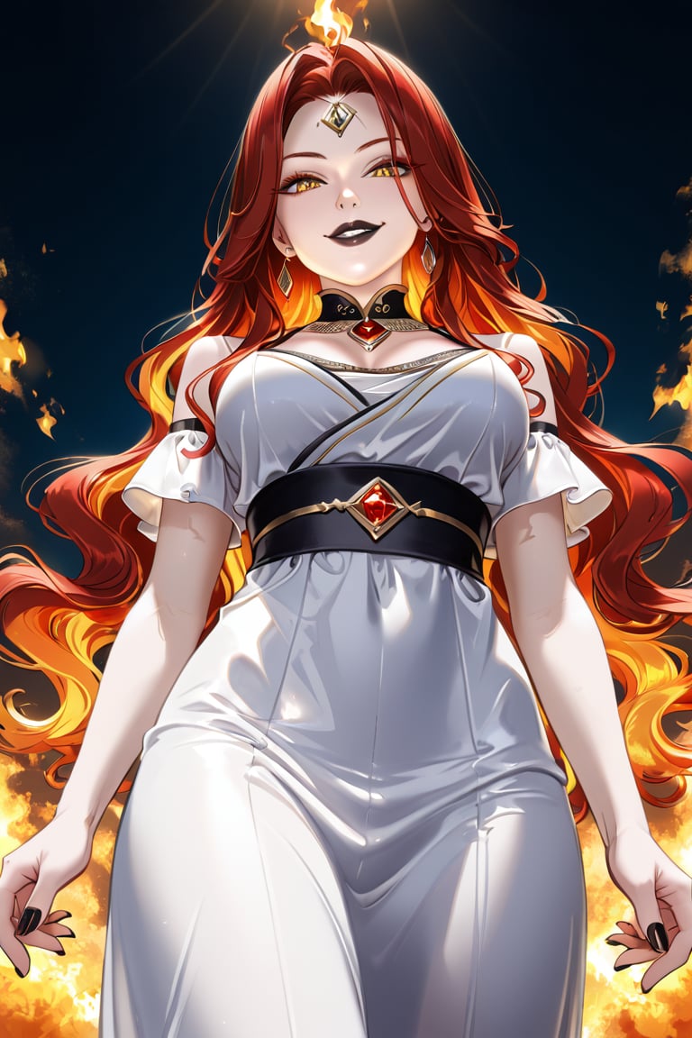 Prompt: (Clear High Definition: 1.1),  (Breathing fire from her whole body,  overall white and ivory theme) by Sam9555 on...