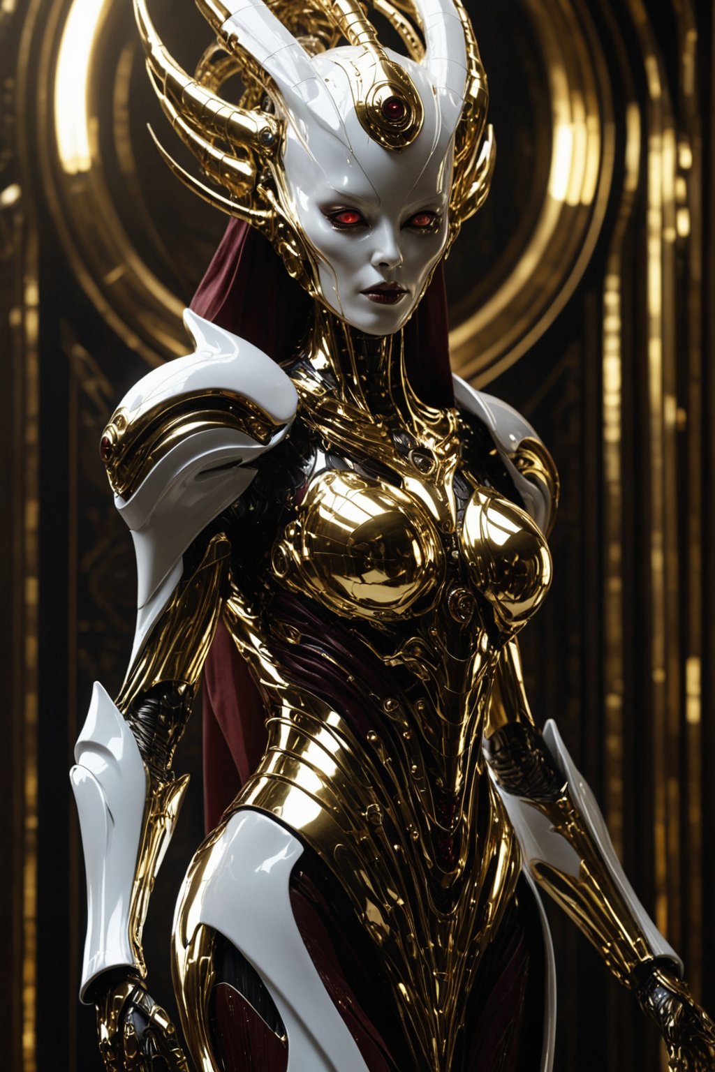 Full body portrait,  Futuristic alien woman goddess,  white porcelain face by user_667264680565160828 on Tensor.Art