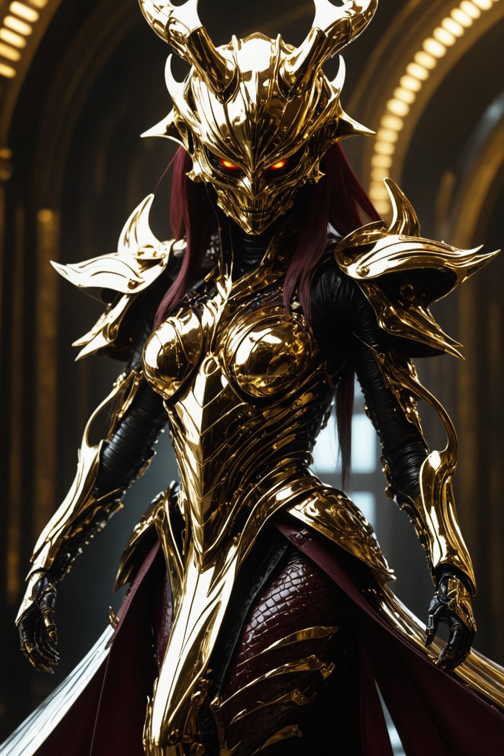 (((Full body portrait))),  Futuristic alien woman goddess,  Samurai-like mask by user_667264680565160828 on Tensor.Art