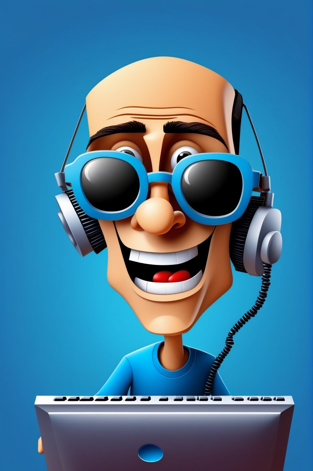 A funny caricature of a young human desktop computer programmer,  3D style.,  Leonardo Style by Destrosser on Tensor.Art