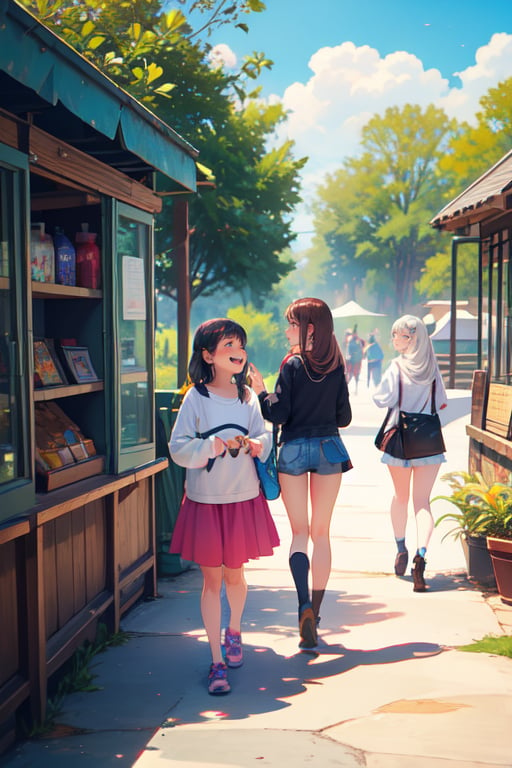 Girls at the zoo having a good time