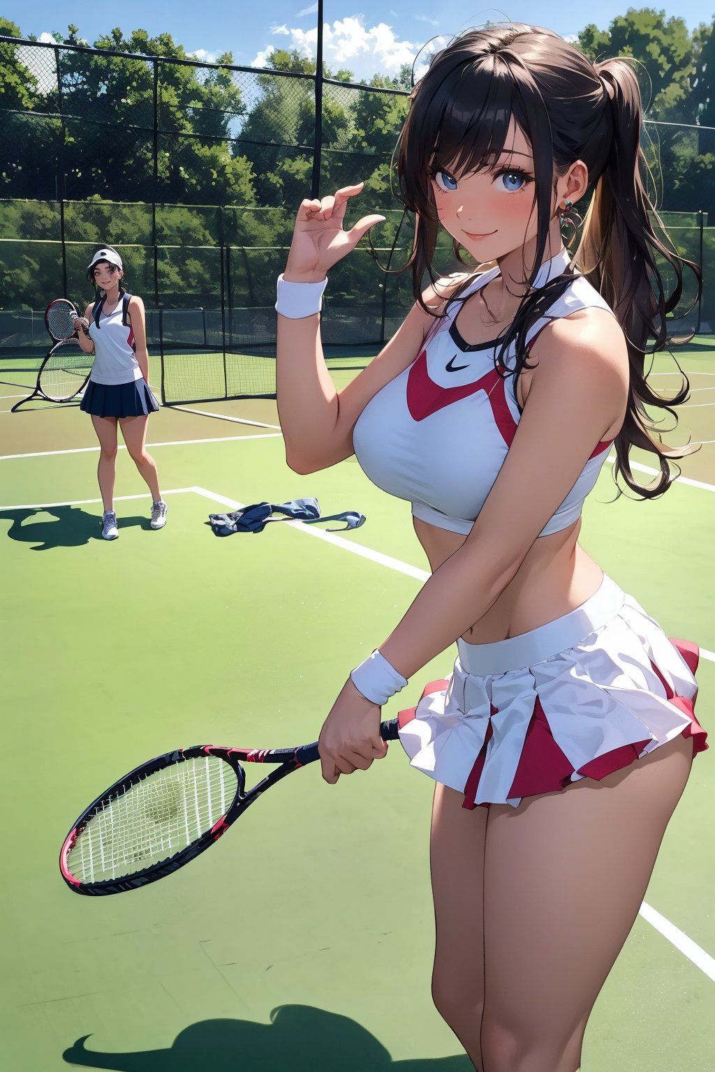 21-year-old girl who completely overdoes Noa on the field of a tennis court,  the players are stunned watching her naked b...