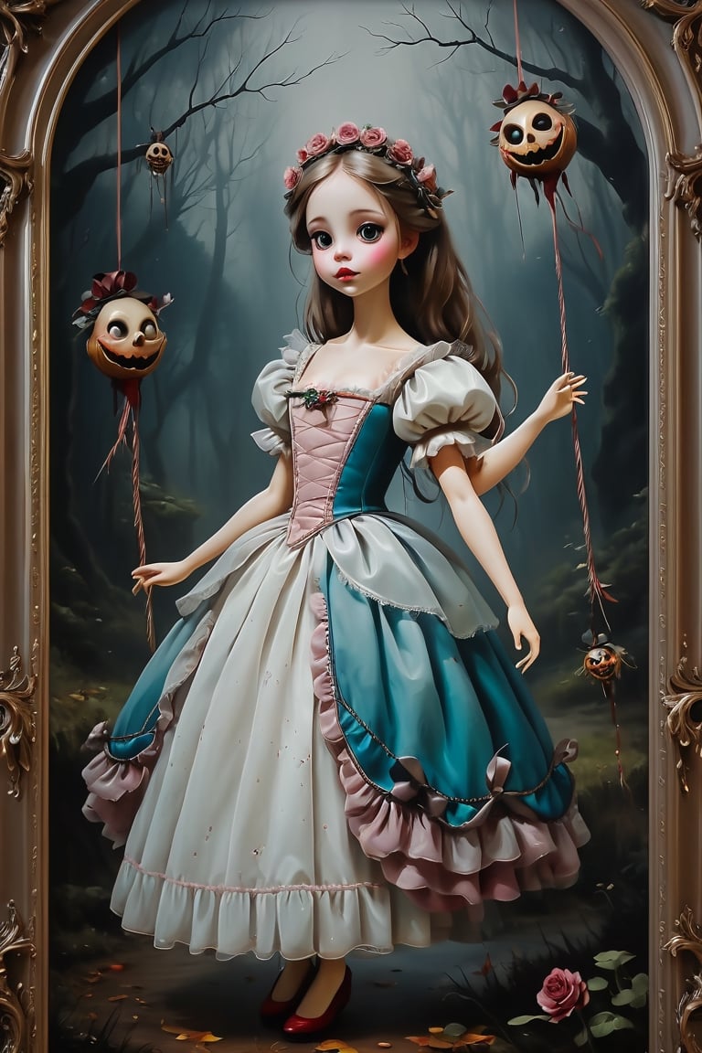 masterpiece, best quality, oil painting style, Marionette, horror fairy tale