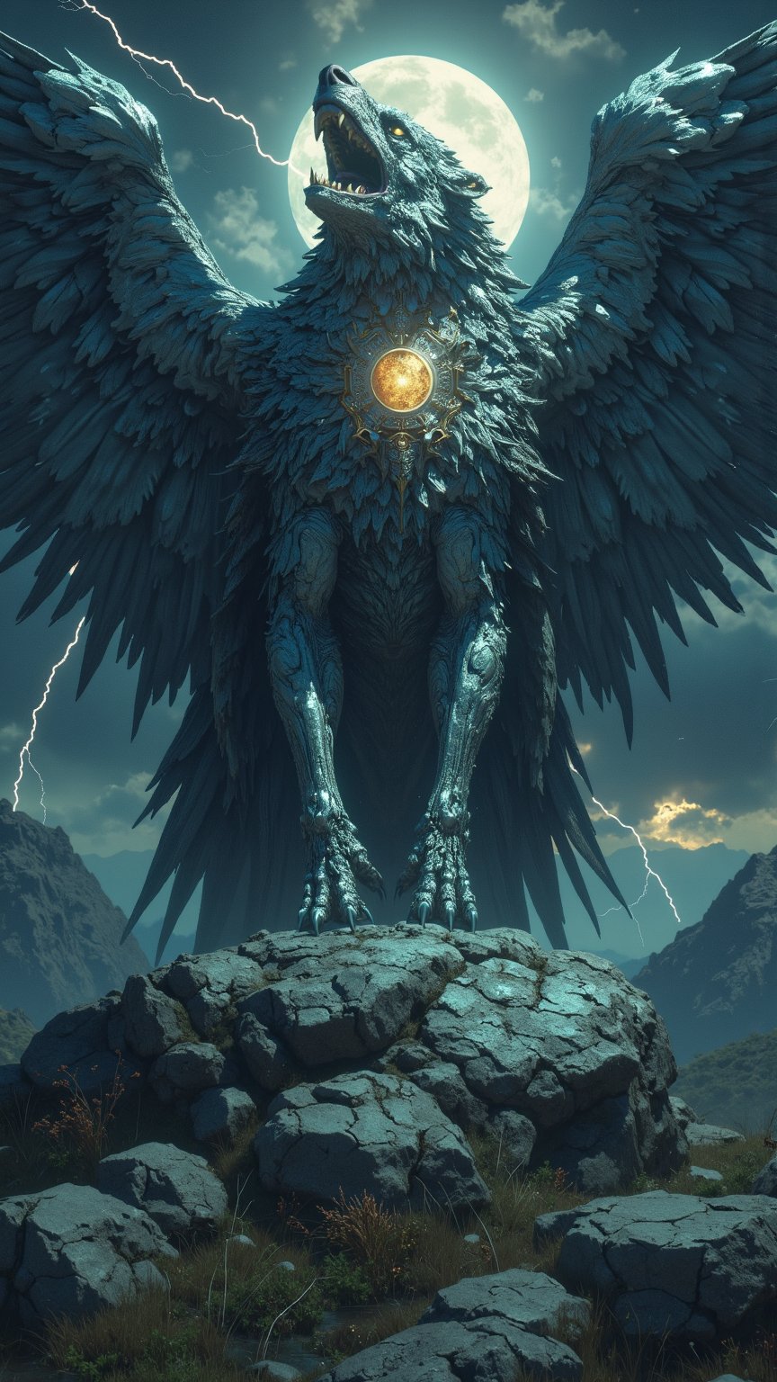Create a highly detailed digital art scene featuring the Qurd-Qartal,  a mythical creature from Azerbaijan,  combining the...