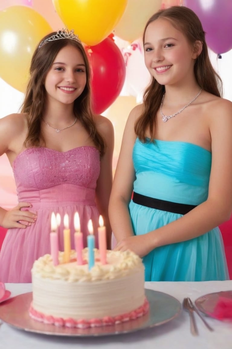 Teenage girls celebrating their 15th birthday at a very nice party by Marcela on Tensor.Art