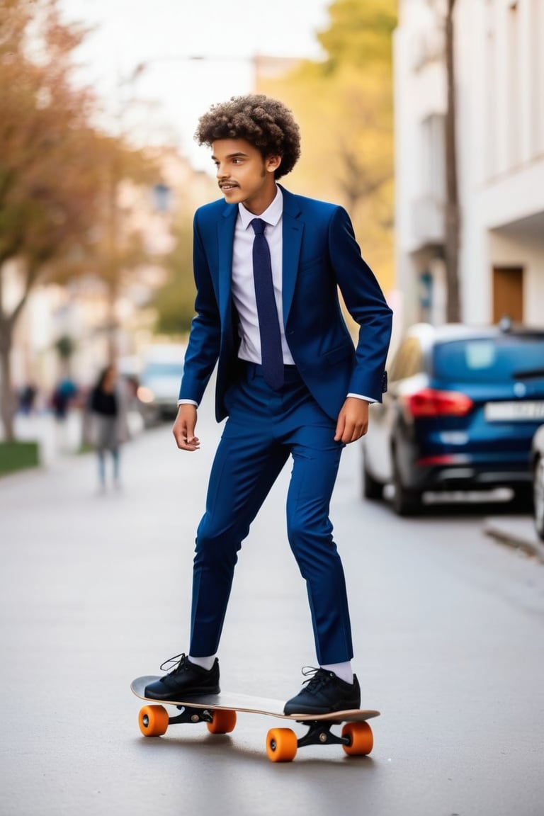 Adolescente va en traje deportivo montada sobre su patineta en la calle by Marcela on Tensor.Art