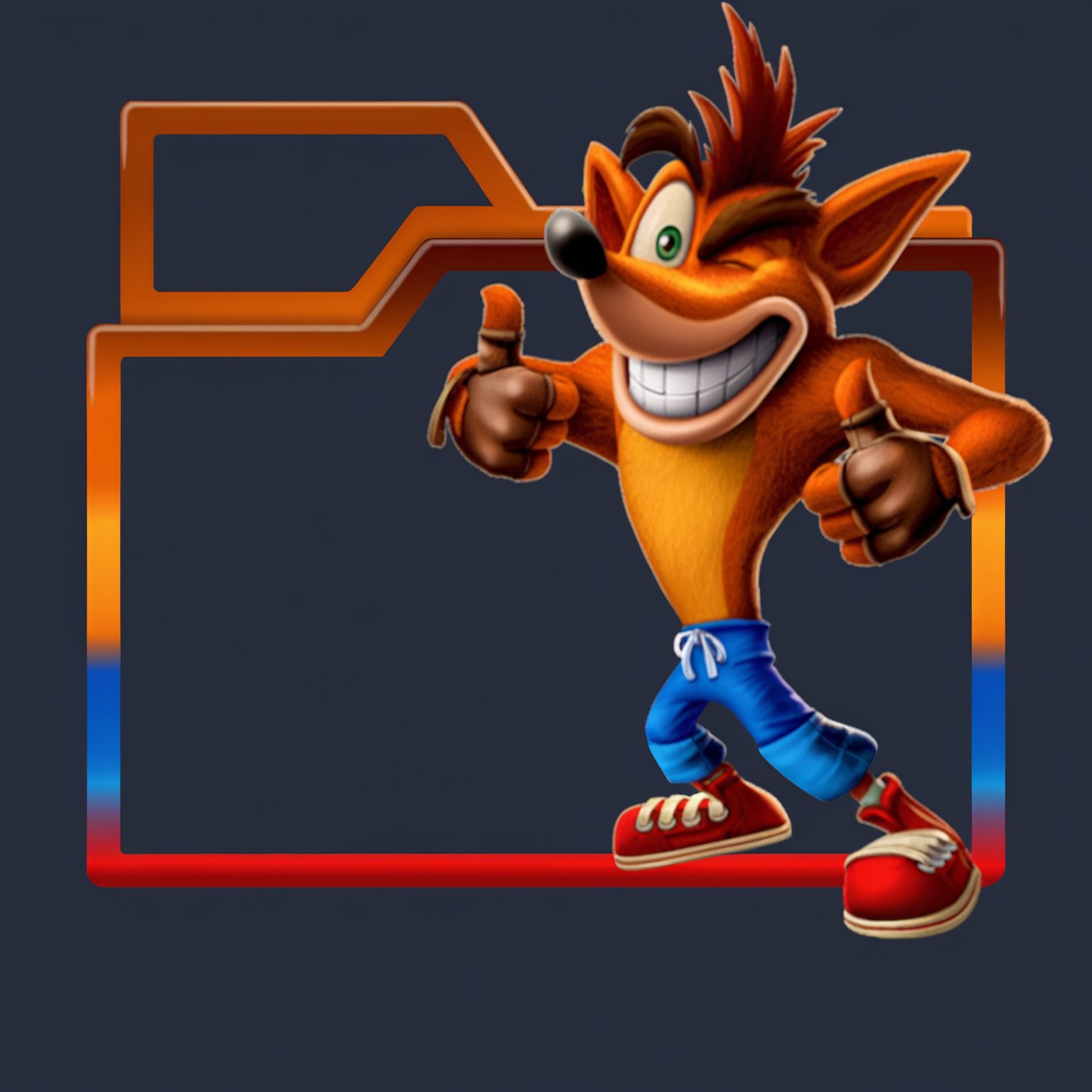 FOLDER  PAPIRUS  BORD, ICON, CRASH BANDICOOT, FOLDER BORD FOLLOW CHARACTER COLORS 