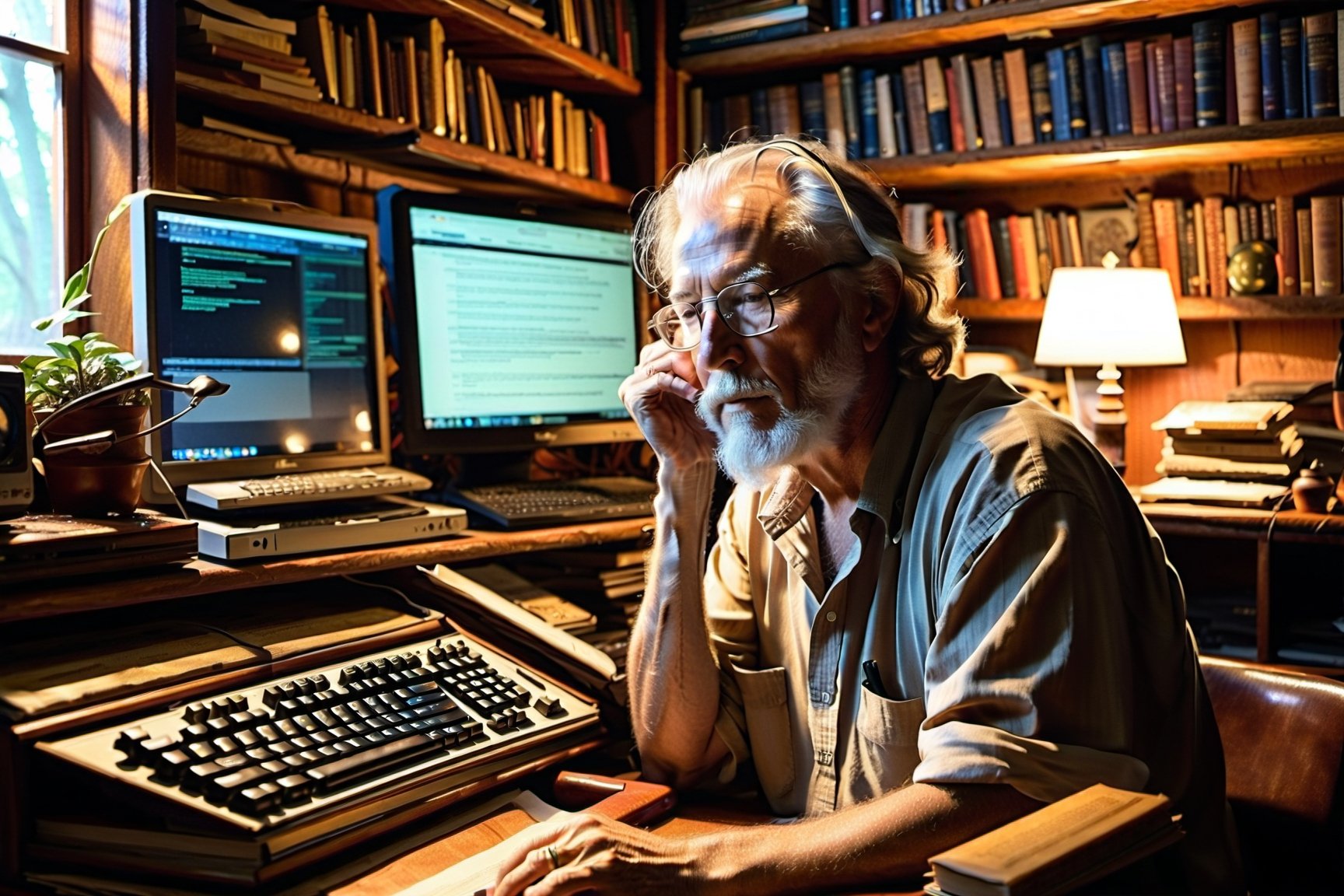 n a cozy corner of his home,  **Mr. Earl Starry**,  a seasoned tech enthusiast by AceStarlord on Tensor.Art