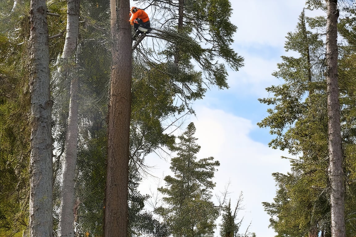 Marmot 
chainsaw 
destroying trees