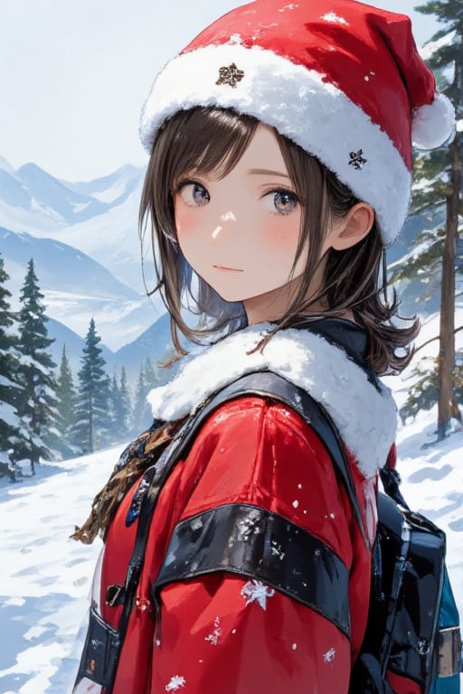 Snowy mountain,  Japanese women,  (Woman dressed as Santa Claus) by 君に何かを与えられるなら、愛しかない on Tensor.Art