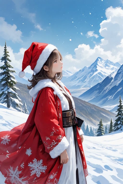 Snowy mountain,  Japanese women,  (Woman dressed as Santa Claus) by 君に何かを与えられるなら、愛しかない on Tensor.Art