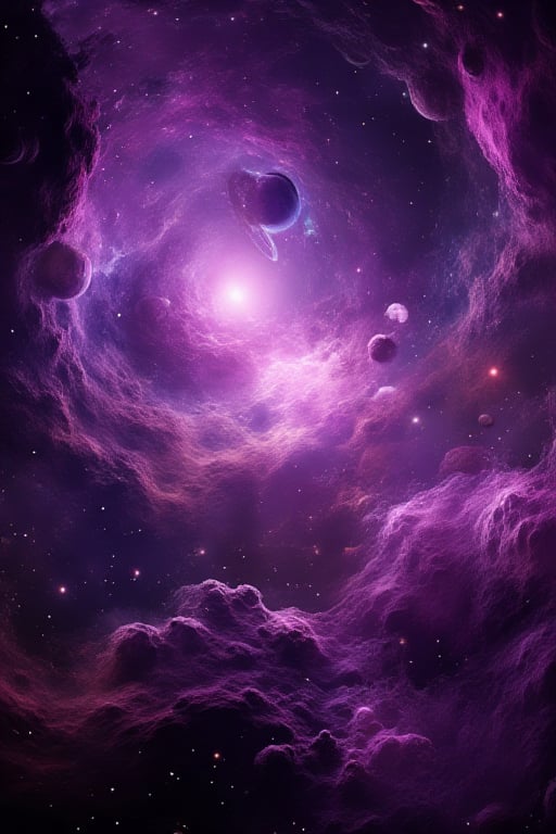 interstellar, purple light, planets, space, fancy, milky way