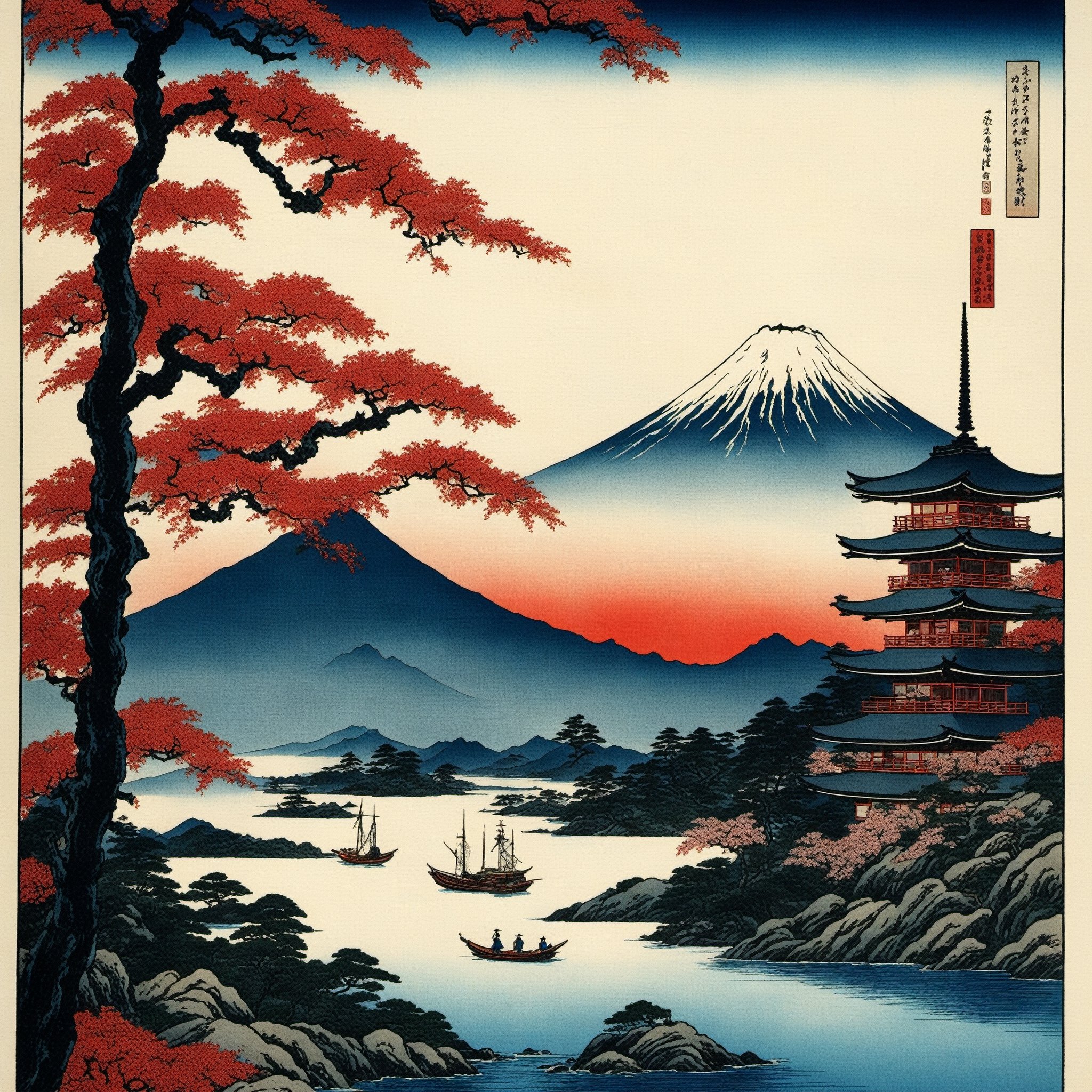 Japanese Woodblock Style Image,  in the style of hiroshige,  hokusai by CaptFantastic on Tensor.Art