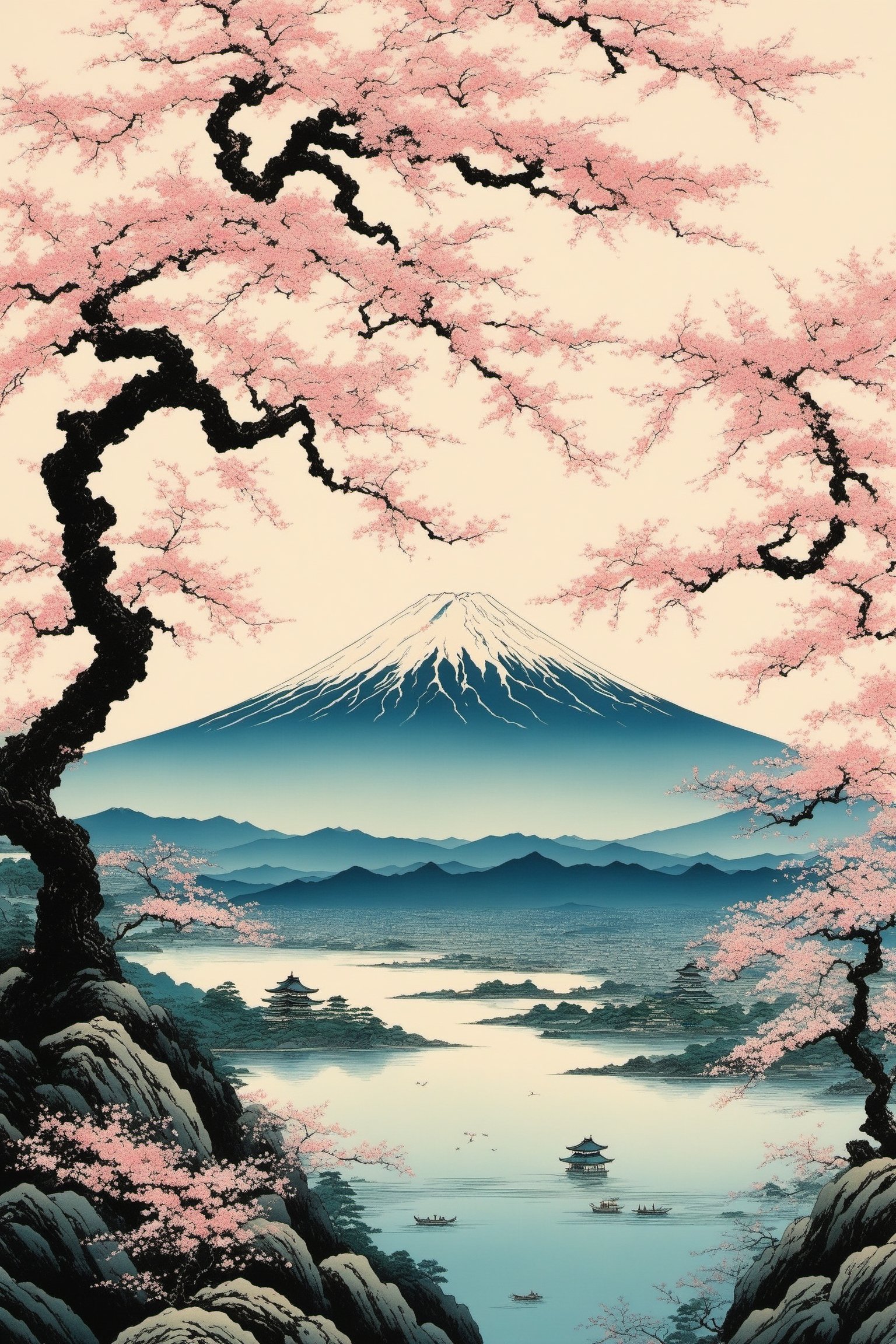 Japanese Woodblock Style Image,  in the style of hiroshige,  hokusai by CaptFantastic on Tensor.Art