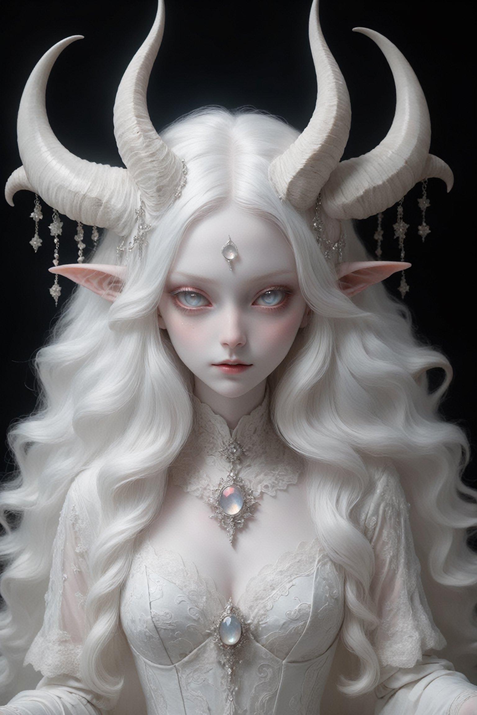 (full body),  albino demon girl with enchantingly beautiful,  alabaster skin by CaptFantastic on Tensor.Art