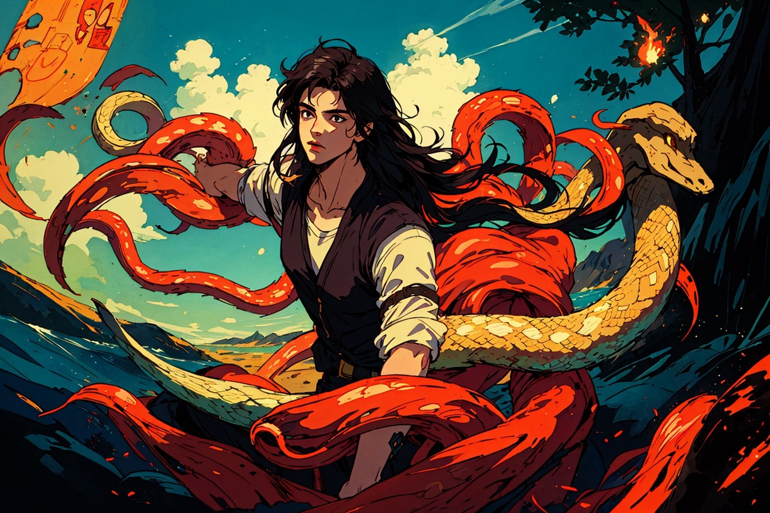 solo,  long hair,  short hair by 靜川湊 on Tensor.Art