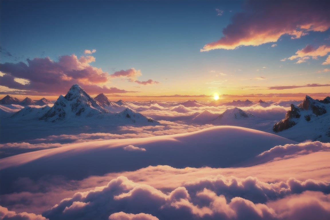 Sea of clouds,  peaks,  sunrise by 靜川湊 on Tensor.Art