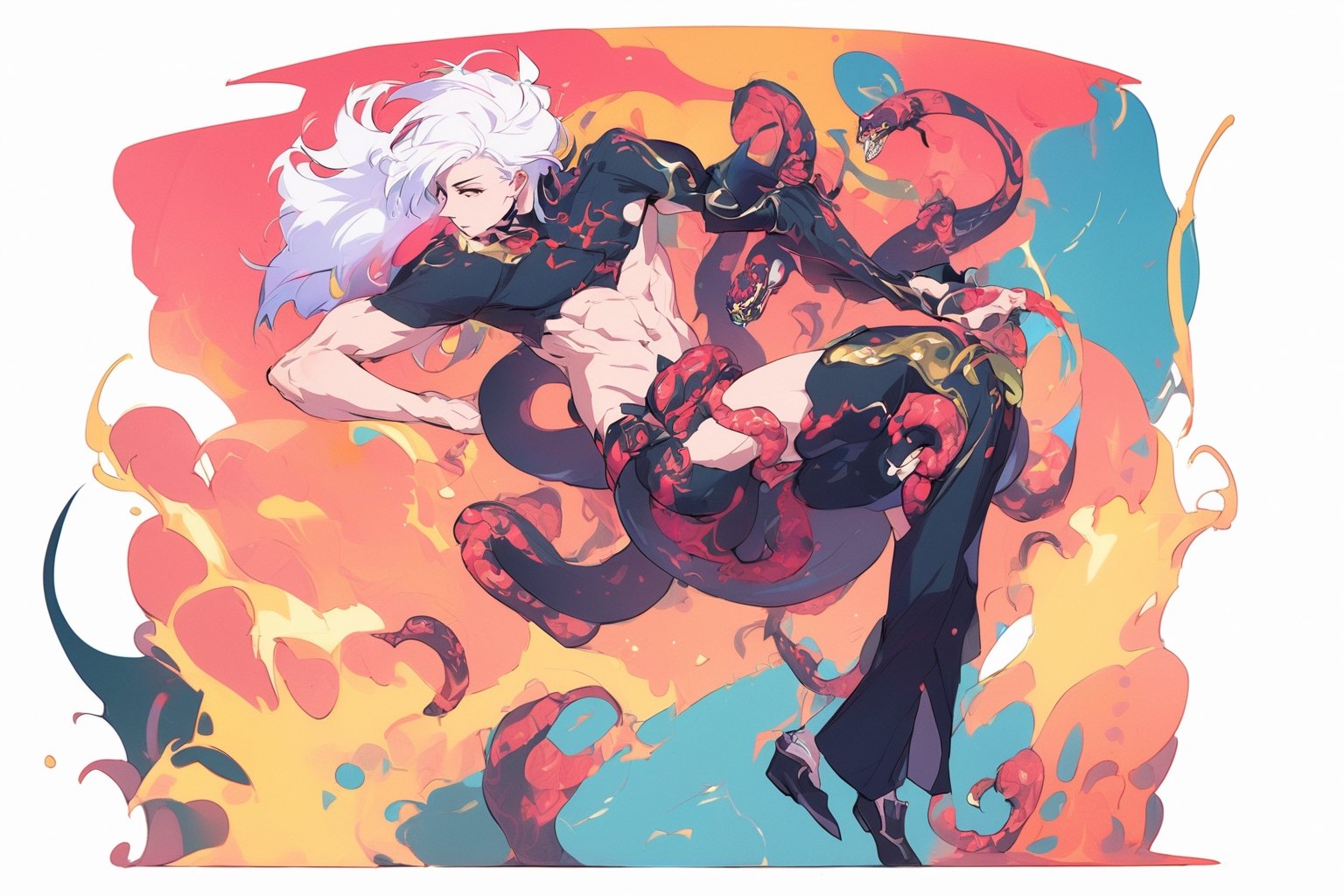 solo,  long hair,  short hair by 靜川湊 on Tensor.Art