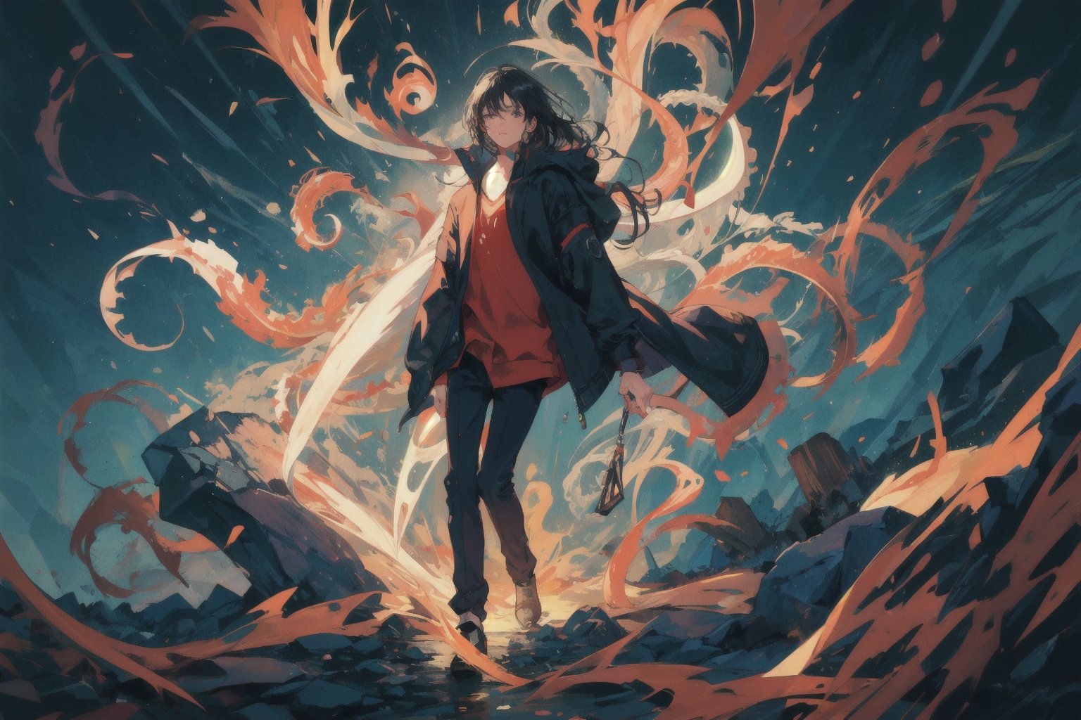 solo,  long hair,  short hair by 靜川湊 on Tensor.Art