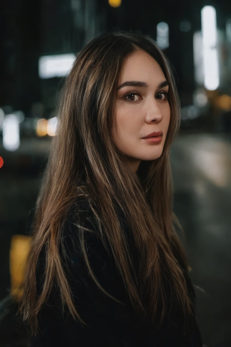  aesthetic portrait, 1girl,solo, long hair, bokeh, depth of field, cinematic, nighttime ,aesthetic portrait,b3rli,ch3ls3a,gh3a,lun4