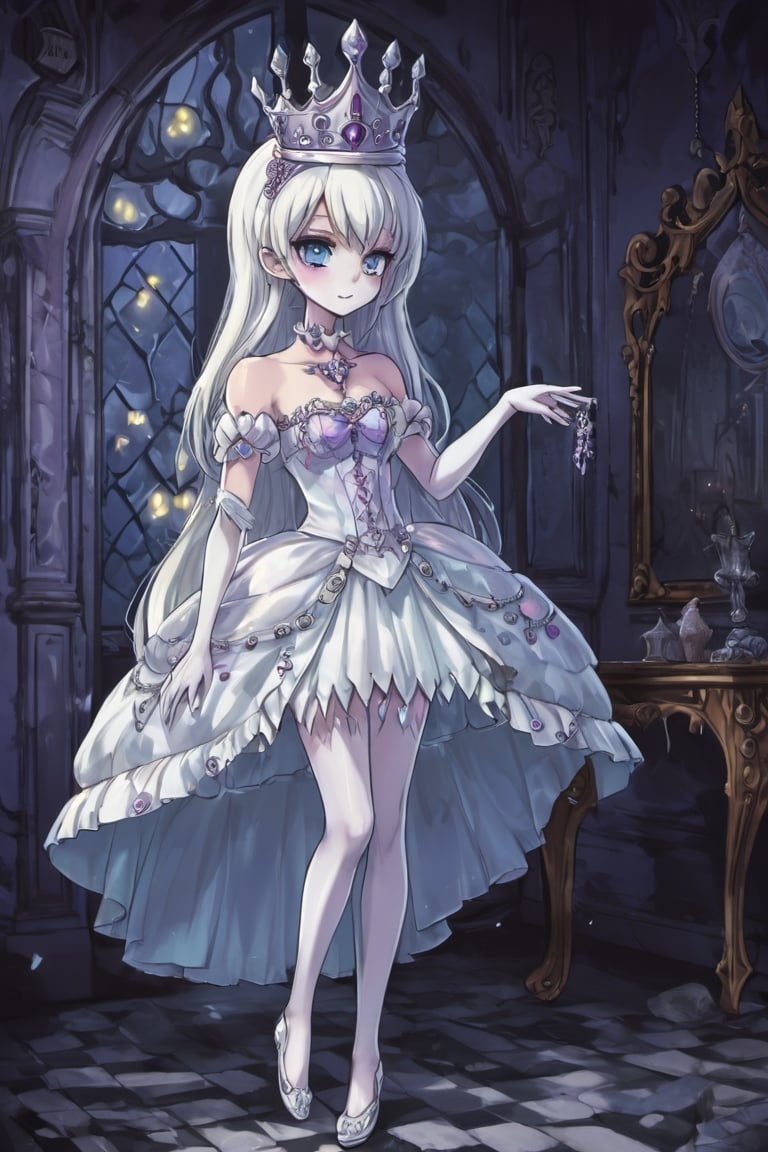  booette, full body, haunted house interior, wearing tiny princess tiara