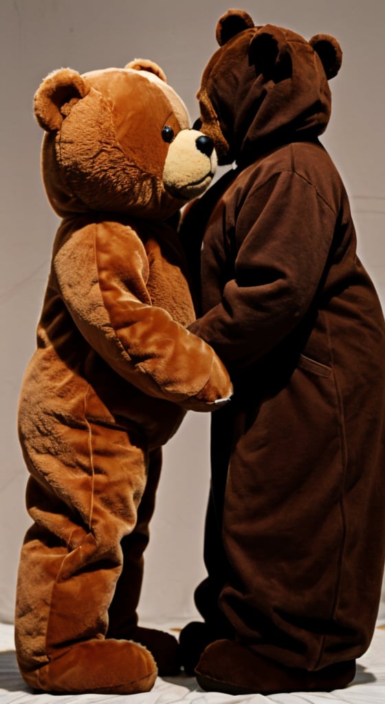 a side view picture of 1boy in a giant teddy-bear costume that he fucks his sister with. 1gorl, she loves being fucked doggystyle by a giant teddy-bear
