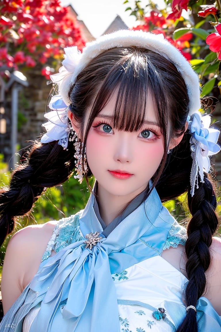 Best Works, (Best Quality, , HDR, 8k, 32k, Original Photo, Realistic, Real Skin, UHD: 1.2), a beautiful Japanese 20-year-old girl, with surging waves, a plump figure, wearing a long white tulle dress, by a forest lake, bright blue eyes, long gray hair, delicate face, perfect face, green pond, dark sky, background lighting, realism, red sky, detailed sky, realistic clouds, sun, bright environment, late afternoon, sun in the clouds, wide-angle lens effect