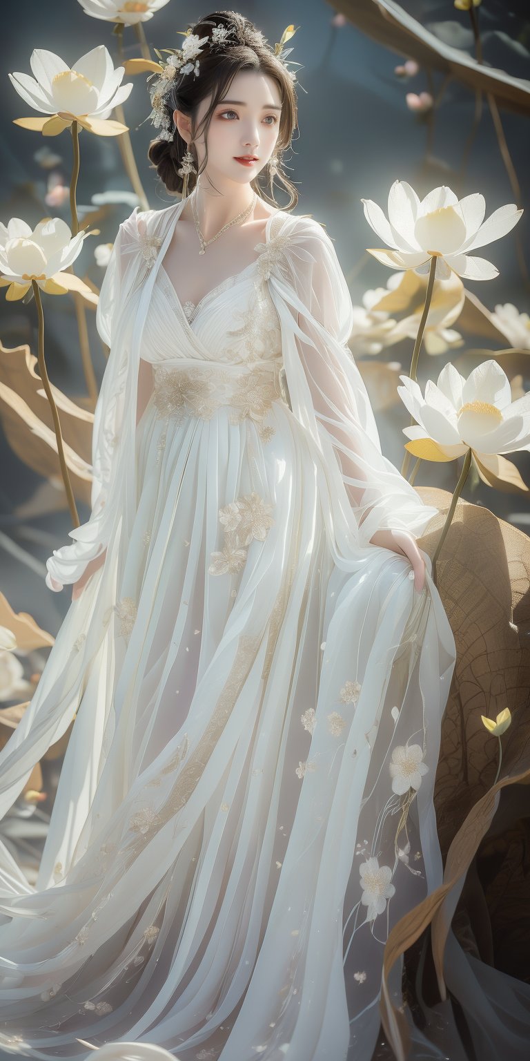 Masterpiece, best quality, 1girl, (colorful), (fine beautiful eyes and detailed face), white lace dress, purple eyes, long and thick eyelashes, bright eyes, looking at the audience, braided hairstyle, movie lighting, Half body shot, extremely detailed CG unified 8k wallpaper, white hair, solo, slightly curled lips, smile, intricate skirt, ((flying petals)), (flowery meadow) sky, cloudy sky, building, moonlight , moon, night, (dark theme: 1.3), light, fantasy, jisoo, 1 girl, asian, woman, z1l4, enhanc3d, korean, SSL, European girls, WaveMiu