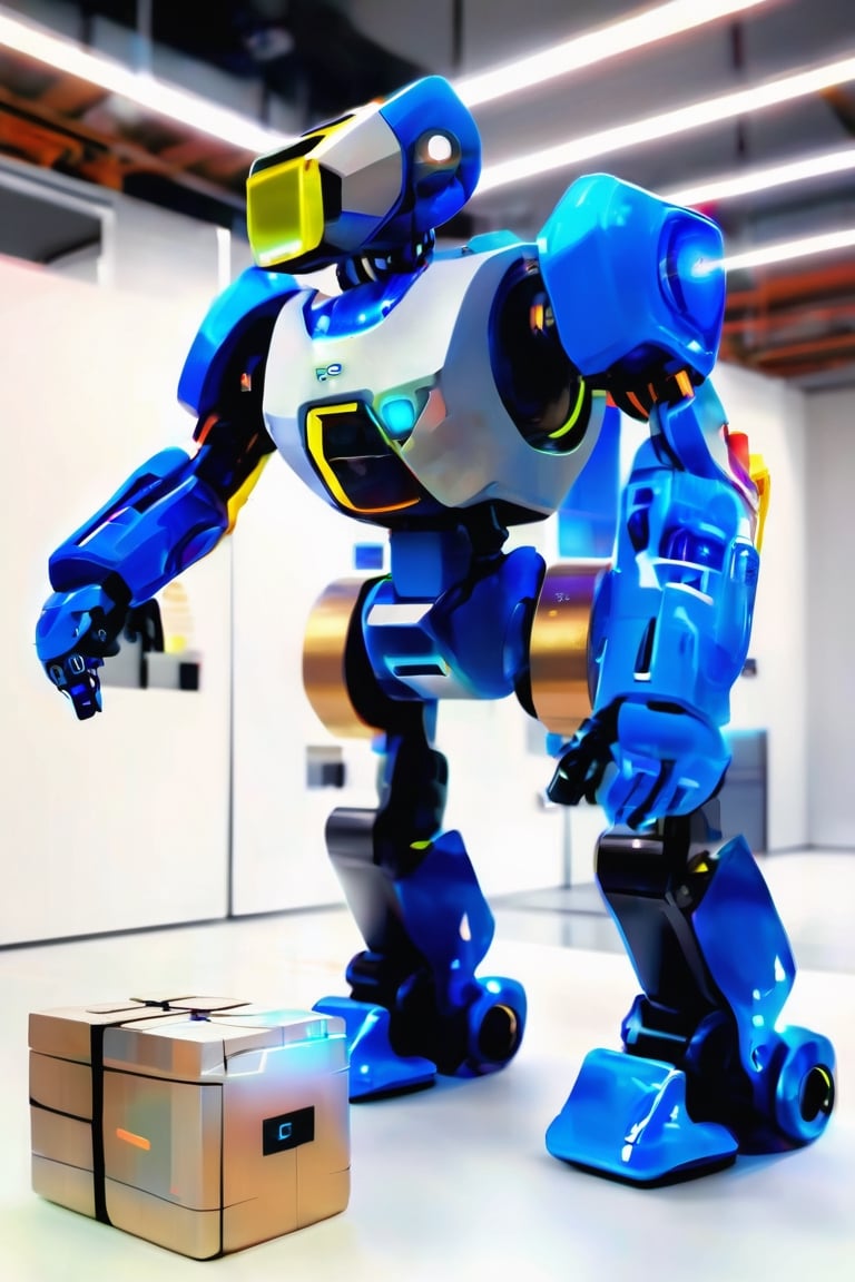 Explore the integration of artificial intelligence in electric robots and envision a scenario where they collaborate with humans in a real-world task.and electronic items. Big orore roboting fighting to under box