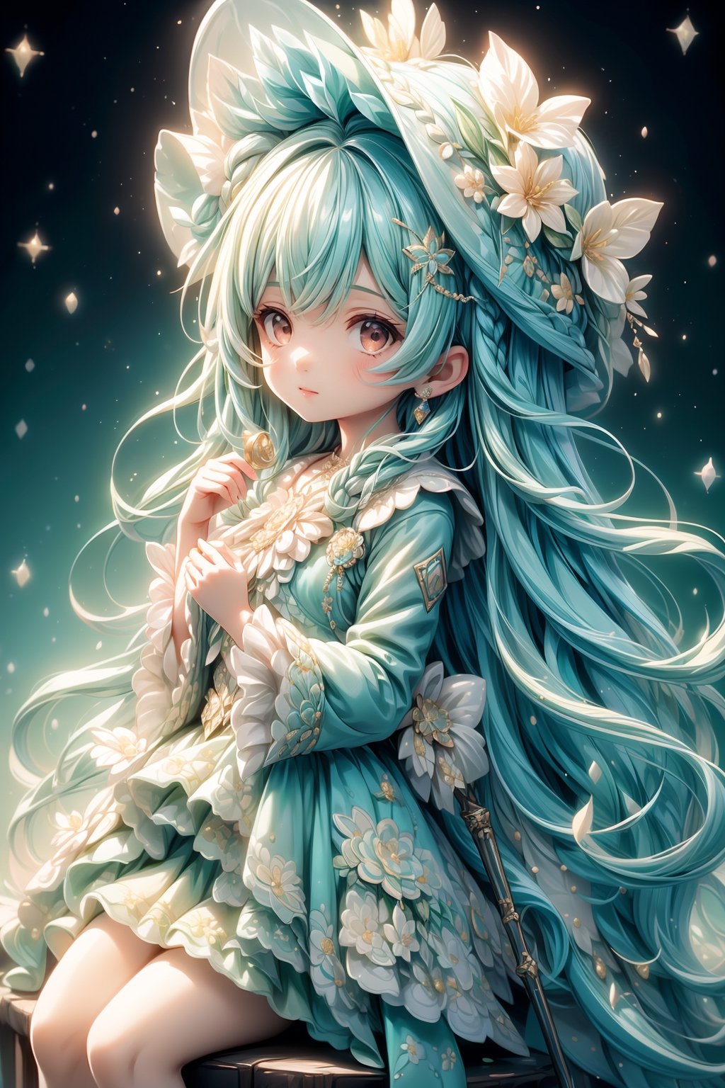 vibrant colors, female, masterpiece, sharp focus, best quality, depth of field, cinematic lighting, ((twin, adult woman)), (illustration, 8k CG, extremely detailed), masterpiece, ultra-detailed, 2 girl, long hair, blue_white_emerald hair, braids, red eyes, floral elegance, draped in a clothes crafted entirely from a myriad of multicolored flowers, a girl radiates elegance with ornate earrings and a decorative floral accent adorning her hair. The detailed illustration captures the enchanting scene, where the beauty of nature intertwines with the sophistication of an elegant ensemble. Her hair, styled with grace, frames her face in a cascade of intricate waves. The floral jacket, a kaleidoscope of colors, accentuates her regal presence. The ornate earrings add a touch of refinement, and the floral hair decoration becomes a delicate Hat, harmonizing with the vibrant hues of the blossoms, illustration paints a captivating portrait of a girl embodying the splendor of nature and the refinement of elegance. The floral jacket becomes a living canvas of colors, creating a scene of timeless beauty and botanical sophistication. Sea of Flower. ,Nice legs and hot body,perfect,sleeping on person,
,1 girl, ((scythe)),Holding_Sign