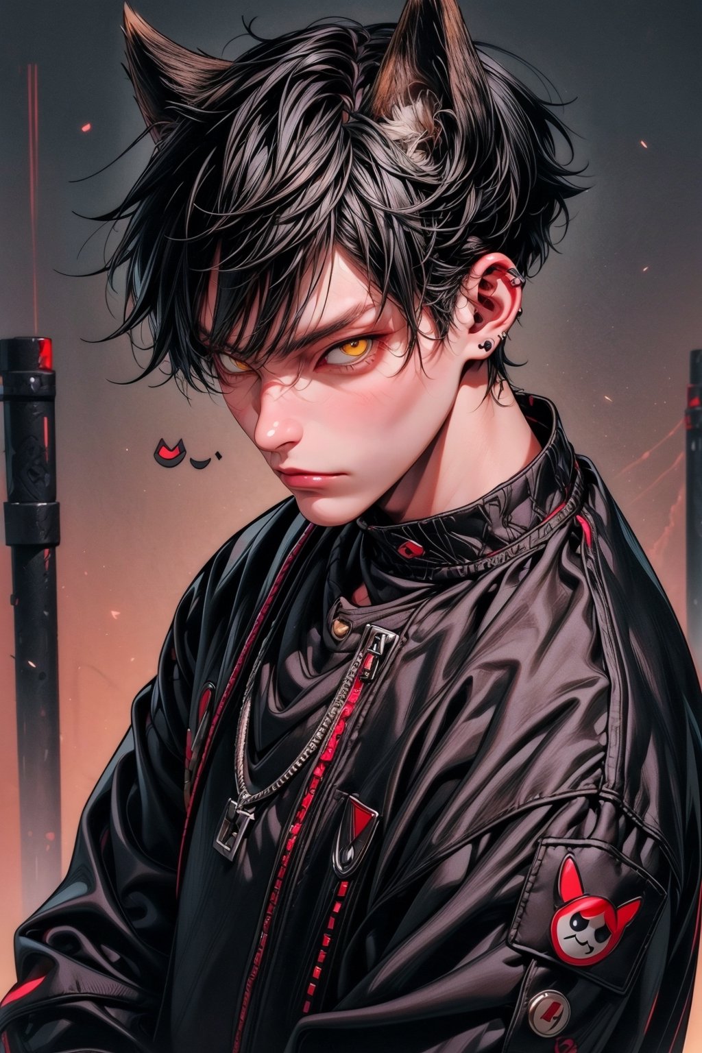 (4K works))、​masterpiece、(top-quality)、Korean Male、Adult male、((Adult 26 years old))、((Adult older brother))、((werewolf ma...