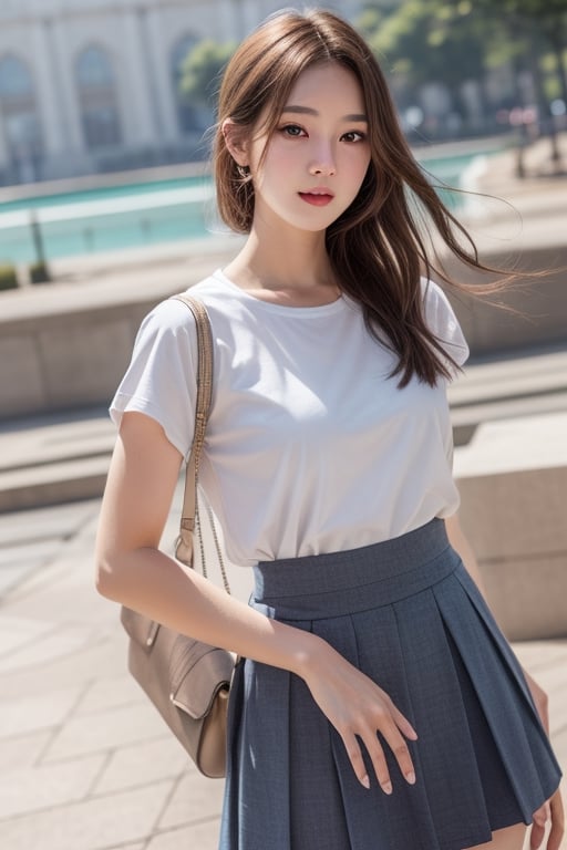 Highquality,realistic,1girl,skirt,dress,Korean,beautiful eyes,
