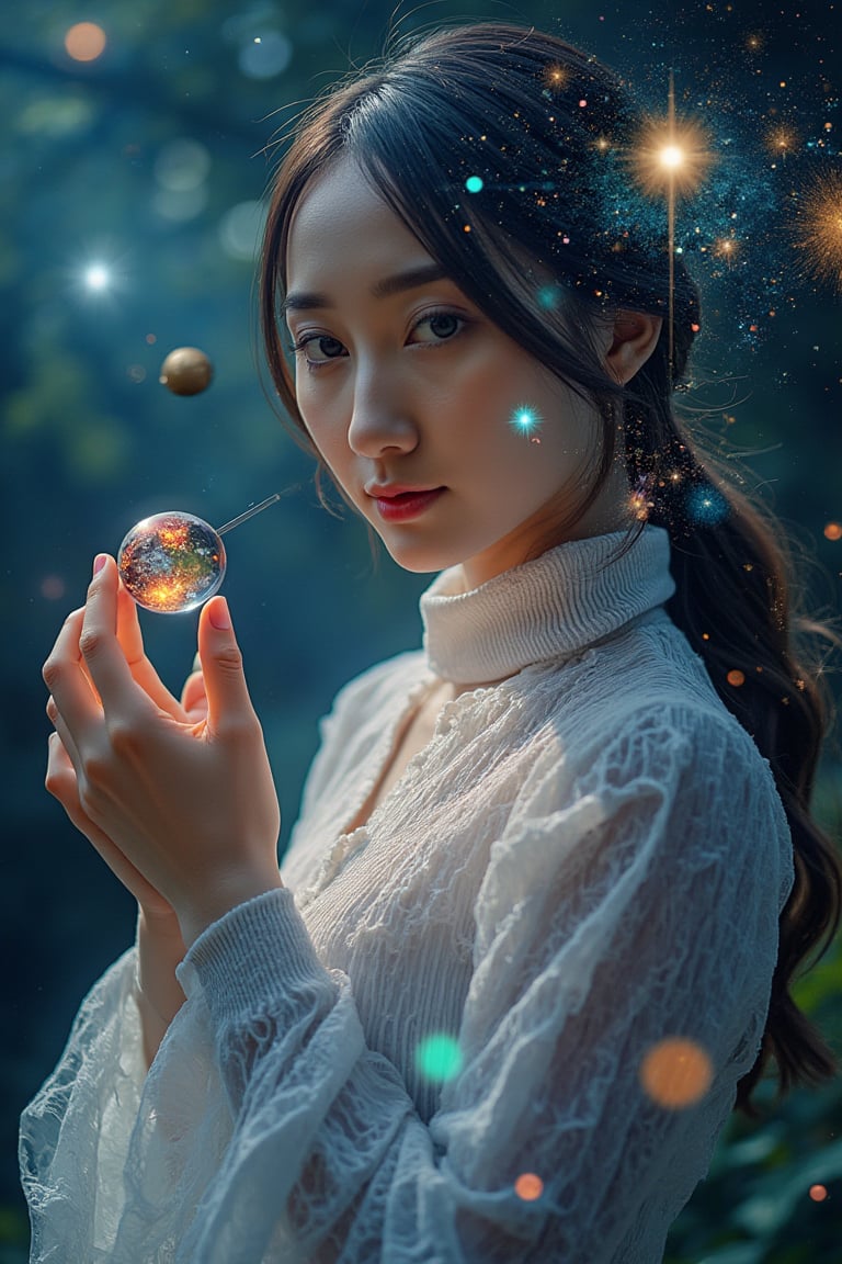 Korean Girl,  A mesmerizing double exposure masterpiece by Jinxit,  capturing the essence of a celestial by 🌟E N I G M A...