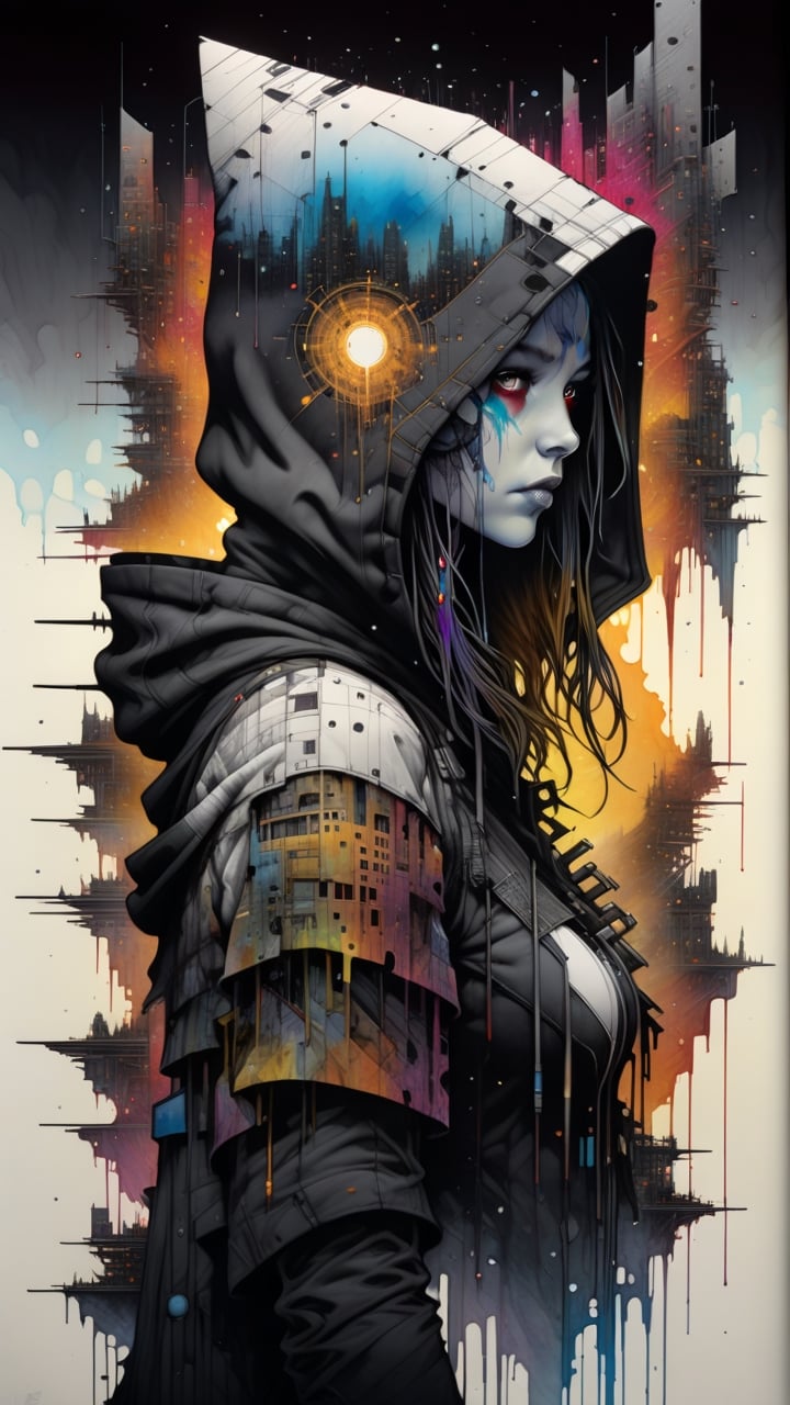 mysterious silhouette woman wearing a hoodie, by Minjae Lee, Carne Griffiths, Emily Kell, Geoffroy Thoorens, Aaron Horkey, Jordan Grimmer, Greg Rutkowski, amazing depth, masterwork, surreal, geometric patterns, intricately detailed, bokeh, perfect balanced, deep fine borders, snowwite background, artistic photorealism, smooth, great masterwork by head of prompt engineering,

Leonardo style, bingnvwang, Leonardo Style, glow, ink scenery