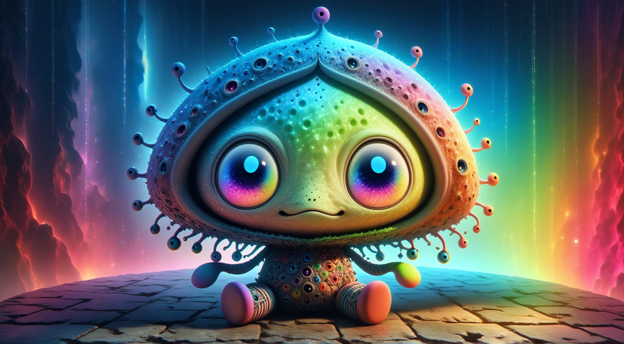 A cute alien creature with big eyes, cartoon realism, cosmic inspiration, detailed anatomy drawing, detailed background elements, detailed rendering,, made of fractals with a detailed background in the colorful fantasy realism style of an ethereal atmosphere with pastel colors and high resolution, many colors and patterns on its skin across its full body, pastel tones, pixar style., sitting in the style of detailed character design, ultra realistic photography.


DonMS4ndW0rldXL,BDSM room,DonMX3n0XL,DonM0ccul7Ru57XL,vm1,DonM3l3m3nt4lXL,animification,LuminescentCL