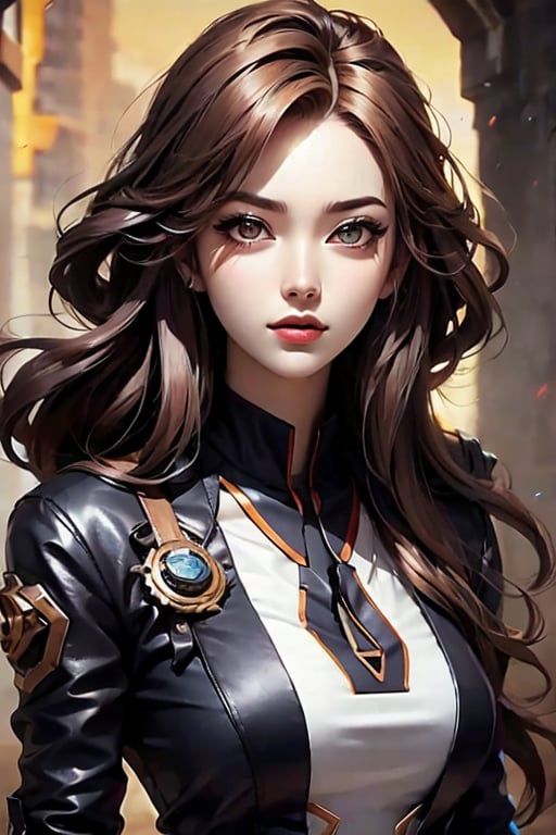 Illustration style, messy long hair, beautiful steampunk clothes, looking at the camera, super realistic, low saturation, perfect composition.