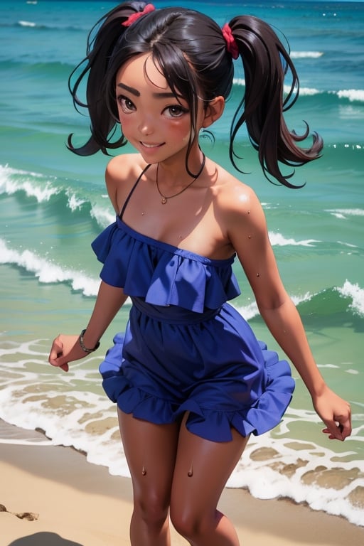 1tiny_girl_twin_tails_long_hair,sexfriend,activity,sweat,full_body,exposed,btmbb,ocean.smile,bright blue ruffle dress