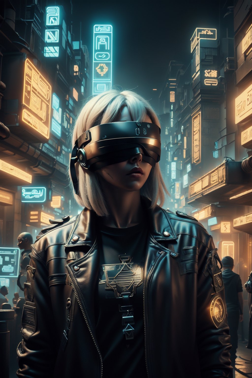 n_2b, white hair, realistic photography, action,white background,ink,(black blindfold:1.3),Ultra-detail,(highres:1.1),best quality,(masterpiece:1.3),cinematic lighting,Cyberpunk VR ,Cyberpunk,C7b3rp0nkStyle,Cyber_Egypt