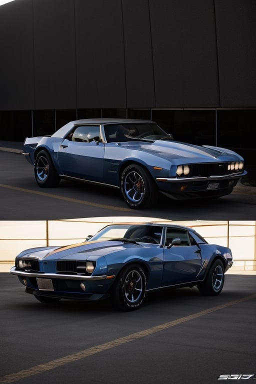 Ultra realistic, masterpiece, hd, complex_background, 1970 Z28 Camero, slate gray, crager rims, tinted windows,  photo shoot, studio lighting, ,photorealistic