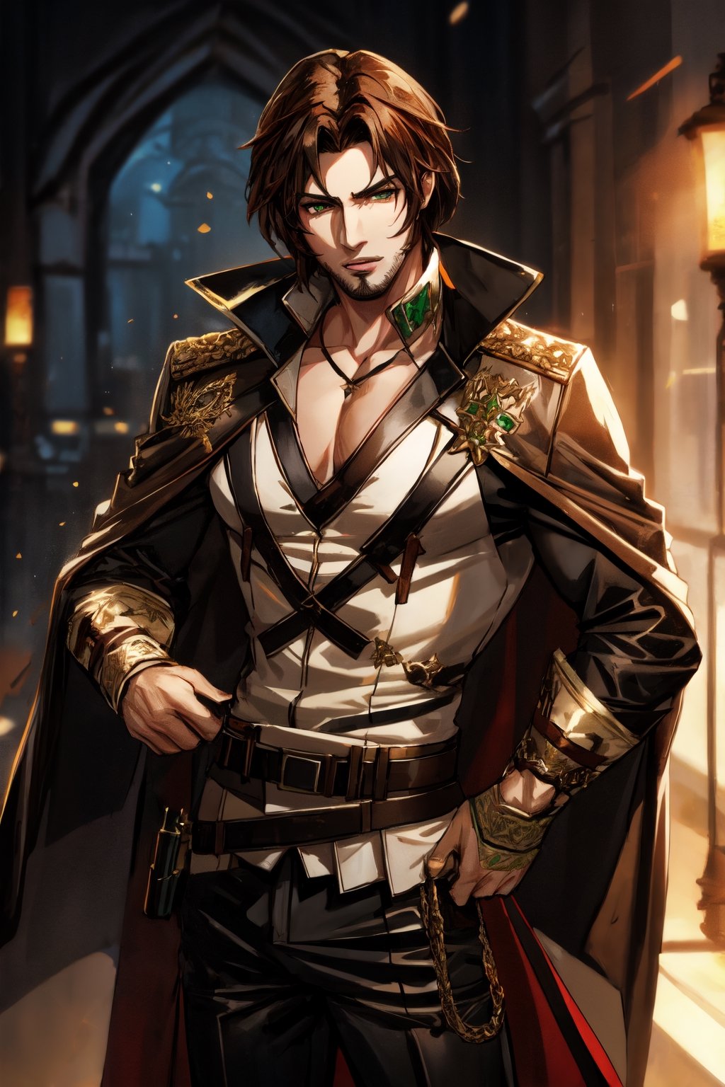 solo_male,brown_hair,emerald_eyes,high_resolution,trevorbelmont,black_clothes