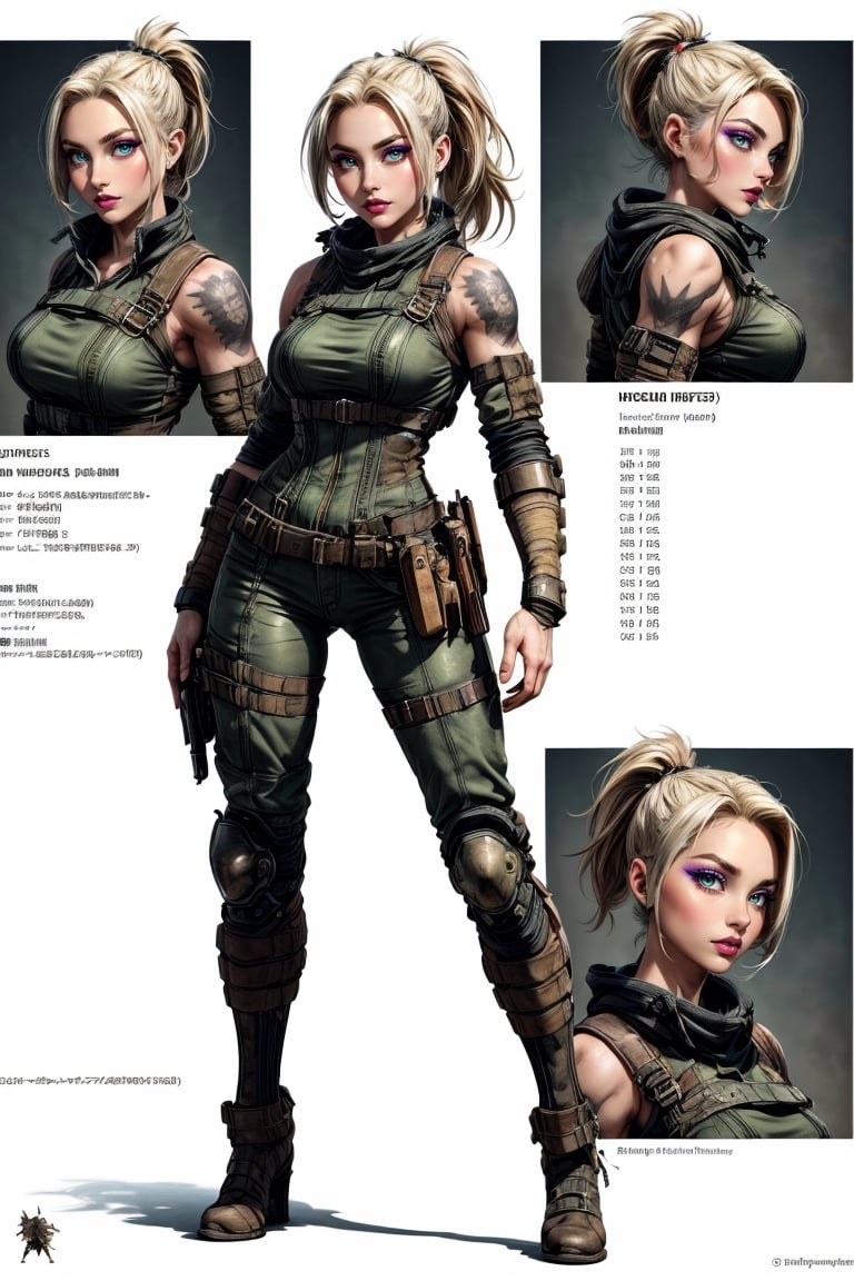 The concept character sheet of a strong,  attractive,  and hot warrior lady by Boba.39 on Tensor.Art