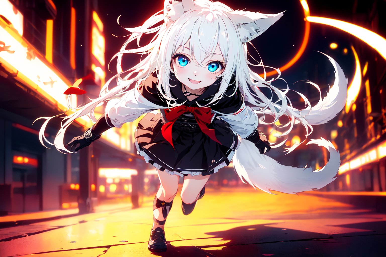 ultra epic HD, photorealistic, cinematic, (masterpiece, best quality:1.15), (1girl, solo, loli), wolf ears, (perfect beautiful eyes), white hair, smile, (full body), ((cute, adorable)), 