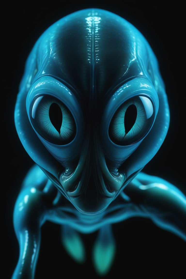 bioluminescence alien swimming under dark waters,  many eyes,  deep sea design by Mister E on Tensor.Art