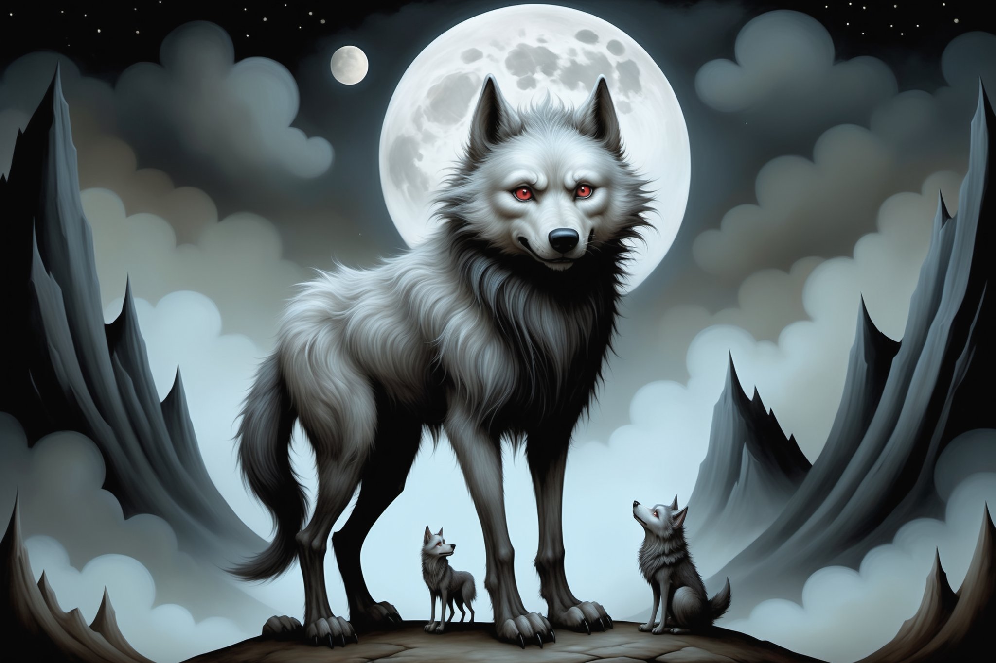 Cinematic scene - giant dire wolf,  grey furry,  four legs by ᕲᗩᖇᓰᗩ ♥ ᐺᘿᖇSᘿ on Tensor.Art