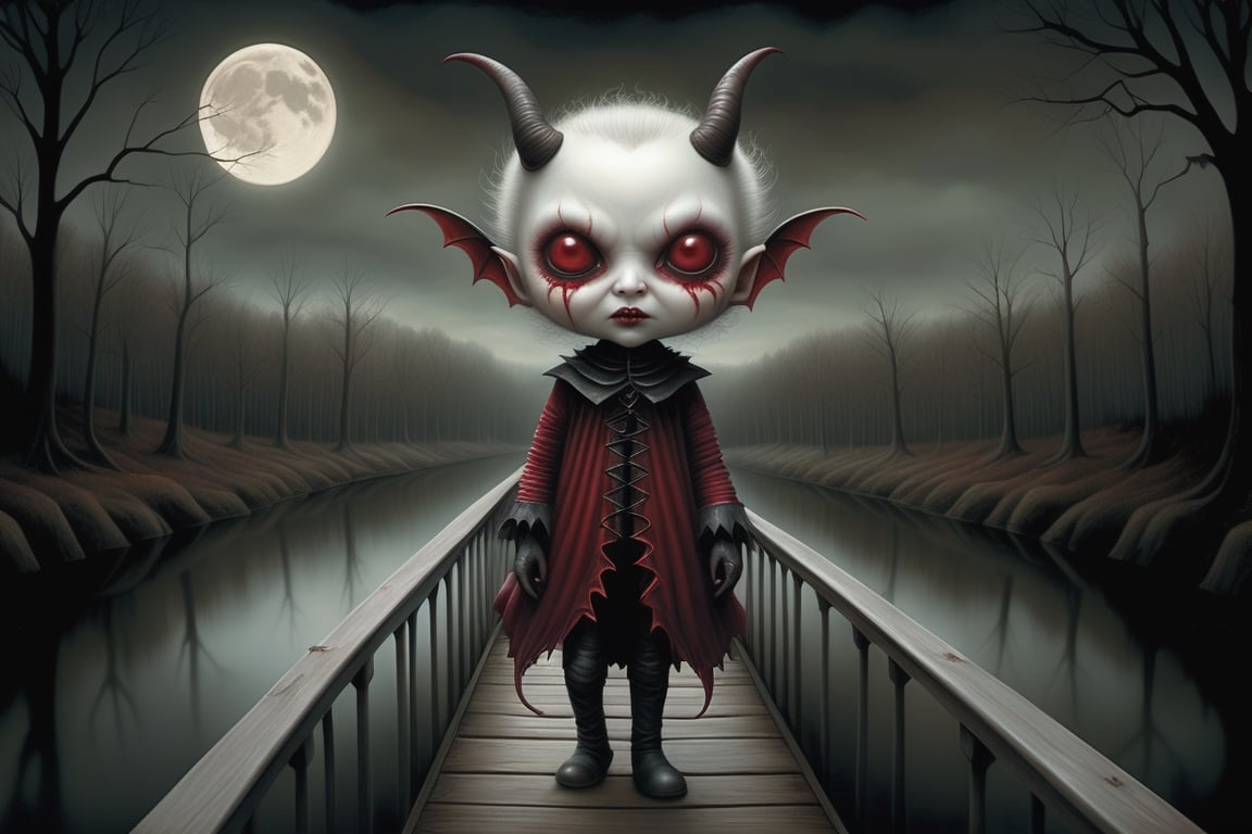 Cinematic scene - the devil demon a scary creepy devil is flying in a dark scary forest. demon devil with red skin,  devil...