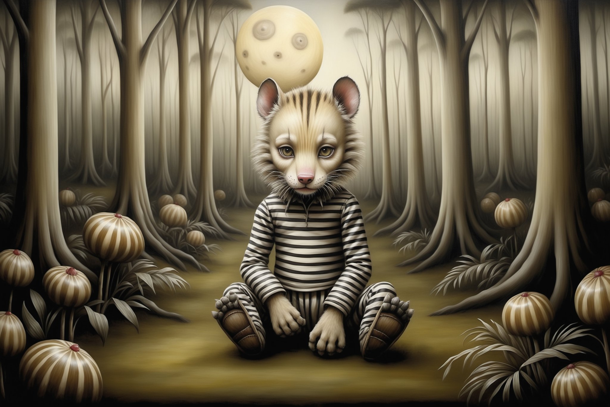 Cinematic scene - Tasmanian Tiger,  stripes,  four legs by ᕲᗩᖇᓰᗩ ♥ ᐺᘿᖇSᘿ on Tensor.Art